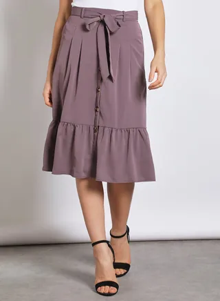 Front button A-Line skirt Purple 
