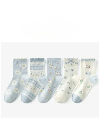 Women Absorb Sweat and Deodorize Socks 5 Pairs High Quality Socks One Size Fits All 