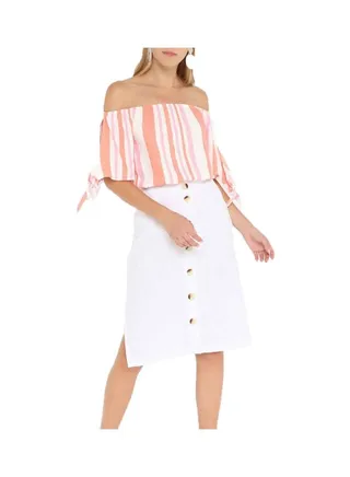 Button-Down Skirt White 