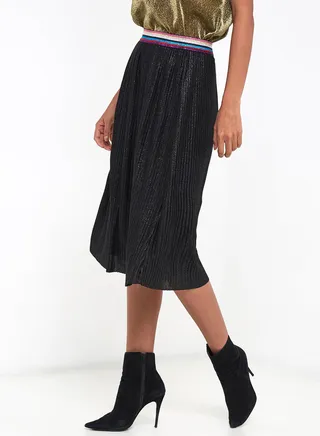 Glitter Ribbed Skirt Black 