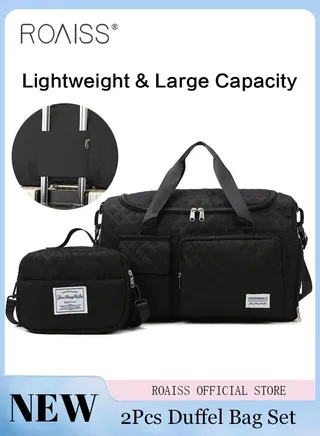 Large Capacity Duffle Bag and a Small Zipper Pouch Bag Combination Set Unisex Multi Functional Waterproof Shoulder Crossbody Bags Sets for Travel Business Trip or Gym Suitable for both Women and Men 
