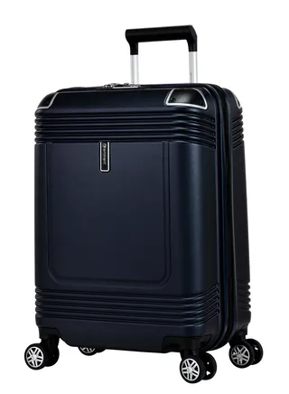 Hard Case Travel Bag Cabin Luggage Trolley Polycarbonate Lightweight Suitcase 4 Quiet Double Spinner Wheels With Tsa Lock KK10 Night Blue 