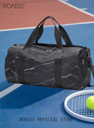 New Trend Travel Duffel Bag Marble Pattern Sports Gym Tote Bag Shoulder Crossbody Overnight Bag for Women Men Weekender Labor Delivery Bag 