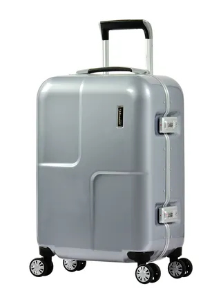Makrolon Polycarbonate Lightweight Travel Carry On Luggage Glamorous Suitcase with Double Spinner Wheels and TSA Approved Lock E9L0 Mirror Platinum 