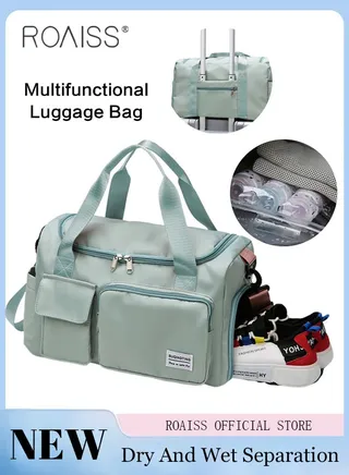 Duffle Bag for Women Sports with Wet Pocket Shoe Compartment Overnight Weekender Travel Bag Thicken Sports Tote Gym Bag Workout Carry on Bag with Adjustable Strap 
