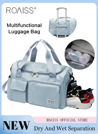 Duffle Bag for Women Sports with Wet Pocket Shoe Compartment Overnight Weekender Travel Bag Thicken Sports Tote Gym Bag Workout Carry on Bag with Adjustable Strap 