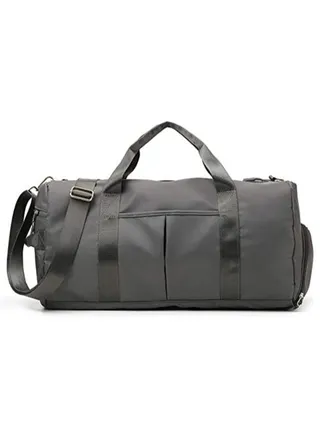 Gym Bag with Shoes Compartment, Sports Bag with Waterproof Pocket for Wet Towels, Travel Duffel Bag for Men and Women by MahMir Grey 