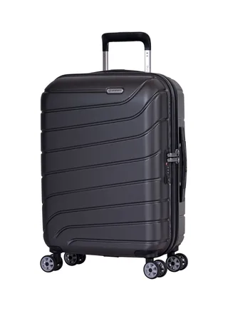 Voyager Hard side Travel Case Luggage Trolley Makrolon Lightweight with 4 Quiet Double Spinner Wheels Suitcase with TSA Lock KH91 Dark Grey 