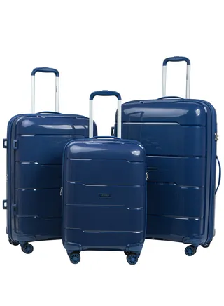 Trolley Luggage 3 Pieces Set PP Hard Side Bag 360 Degree Spinner Wheels Trolley Luggage Set with TSA Lock 