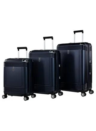 Hard Case Suitcase Trolley Luggage Set of 3 Polycarbonate Lightweight 4 Quiet Double Spinner Wheels Travel Bags With TSA Lock KK10 Night Blue 