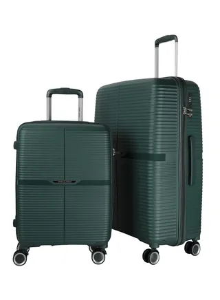 Buzz 2 Piece Polypropylene Hardside Spinner Luggage Trolley Set 20/28 Inch Green 