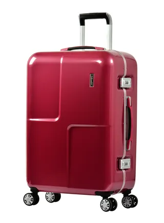 Makrolon Polycarbonate Lightweight Travel Carry On Luggage Glamorous Suitcase with Double Spinner Wheels and TSA Approved Lock E9L0 Mirror Dark Pink 