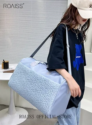 Floral Travel Duffel Bag Large Capacity Lightweight Waterproof Oxford Fabric Multipurpose Shoulder Luggage Bag for Fitness Sports Training Trip for Unisex 
