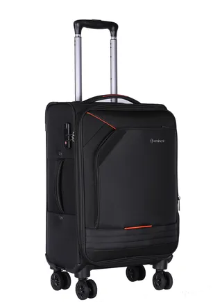 Expandable Luggage Trolley Bag Soft Suitcase for Unisex Travel Polyester Shell Lightweight with TSA lock Double Spinner Wheels E777SZ Carry On 20 Inch Black 