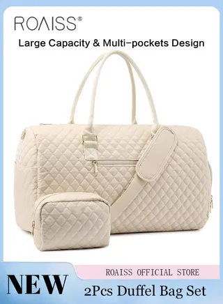 Large Capacity Duffle Bag and a Small Zipper Pouch Bag Combination Set Unisex Multi-Functional Waterproof Shoulder Crossbody Bags Sets for Travel Business Trip or Gym Suitable for both Women and Men 