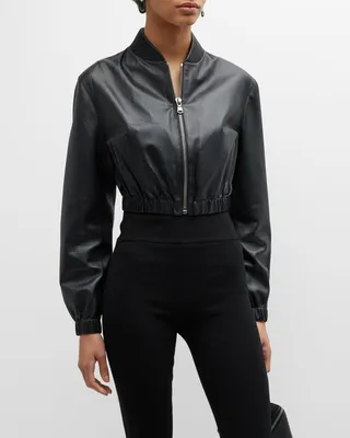 Leather Mini Bomber Jacket