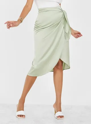 Satin Wrap Midi core skirt 