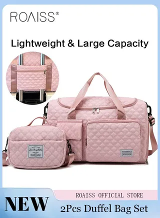 Large Capacity Duffle Bag and a Small Zipper Pouch Bag Combination Set Unisex Multi Functional Waterproof Shoulder Crossbody Bags Sets for Travel Business Trip or Gym Suitable for both Women and Men 
