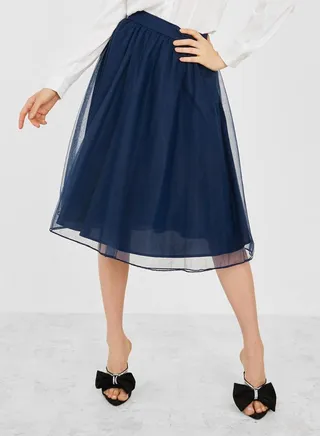 Solid A-Line Midi Skirt 