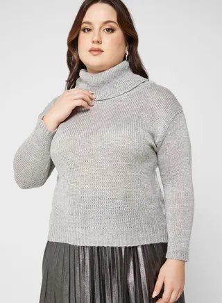 Cutout Back Turtle Neck Sweater
