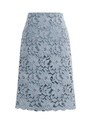 Elegant Solid Colour Midi Skirt Light Blue 