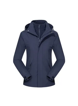 Three-in-one Detachable Two-piece Hood Waterproof Overcoat 