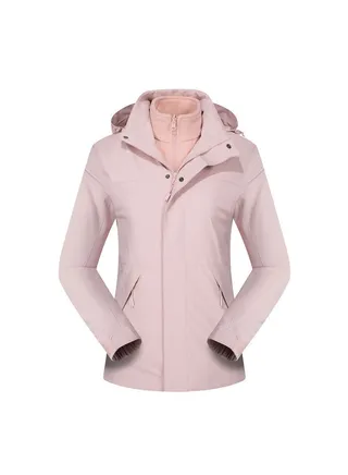 Three-in-one Detachable Two-piece Hood Waterproof Overcoat 