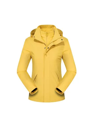 Three-in-one Detachable Two-piece Hood Waterproof Overcoat 