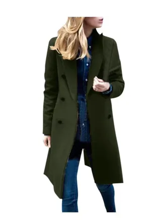 Women's Autumn Winter Mid-length And Large Size Woolen Double-Breasted Woollen Overcoat 