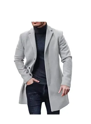 Cross-Border 2022 New Foreign Trade British Men's Long Trench Coat Wool Overcoat 