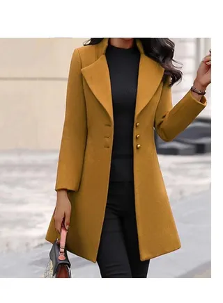 Women's Cross Border Autumn And Winter New Independent Station Woolen Stand Collar Slim Overcoat 