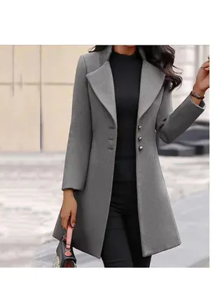 Women's Cross Border Autumn And Winter New Independent Station Woolen Stand Collar Slim Overcoat 