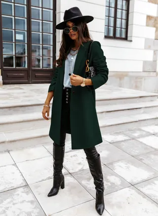 Autumn And Winter New Fashion Solid Color Wool Overcoat 