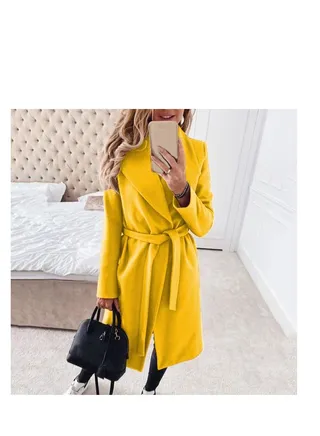 Autumn And Winter New Fashion Lace-up Lapel Solid Color Wool Overcoat 