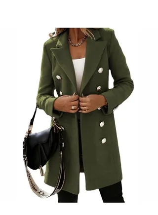 Autumn/Winter Fashion Slim Suit Collar Double-breasted Overcoat 