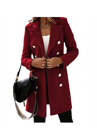 Autumn/Winter Fashion Slim Suit Collar Double-breasted Overcoat 
