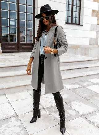 Autumn And Winter New Fashion Solid Color Wool Overcoat 