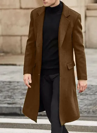 Cross-Border 2022 New Foreign Trade British Men's Long Trench Coat Wool Overcoat 