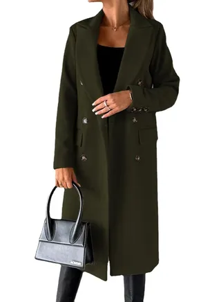 Women's Autumn And Winter Fashion Simple Double Breasted Overcoat 
