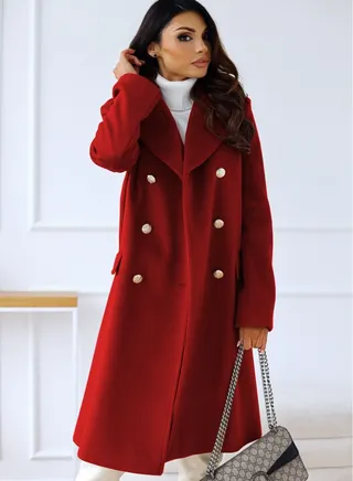 New Women's Fashion Simple Long Sleeve Lapel Button Wool Overcoat 