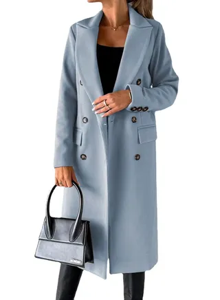 Women's Autumn And Winter Fashion Simple Double Breasted Overcoat 