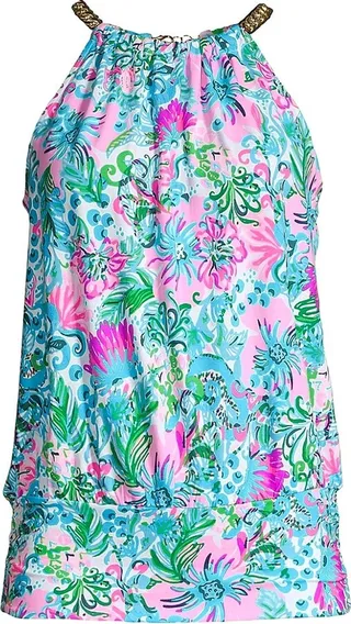 Bowen Floral Chainlink Halter Top
