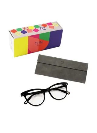 TIJN Blue Light Blocking Glasses Computer Reading Glasses Anti fatigue Retro Frame Black 