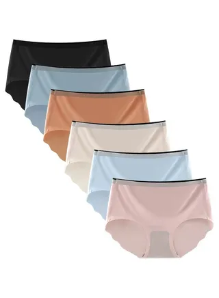 Zeemey 6 Pack Women’s Seamless Cheeky Hipster Underwear No Show Panties Invisibles  Breathable Briefs Soft Stretch Bikini Lingerie 