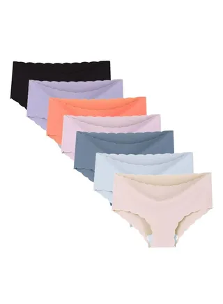 Zeemey 7 Pack Women’s Seamless Cheeky Hipster Underwear No Show Panties Invisibles  Breathable Briefs Soft Stretch Bikini Lingerie 