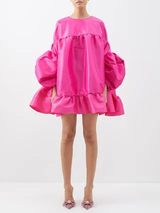 Gina Balloon-sleeve Taffeta Mini Dress