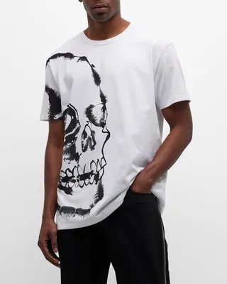 Men's Watercolor Skull-Print T-Shirt