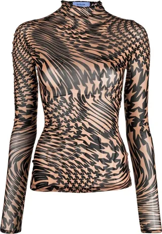 MUGLER- Printed Turtleneck Sweater