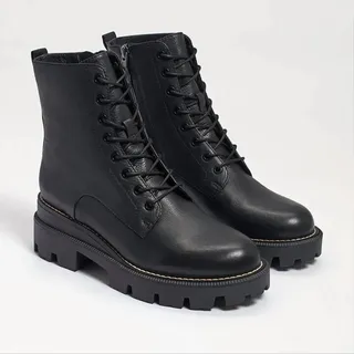 Sam Edelman Garret Combat Platform Boot In Black Leather
