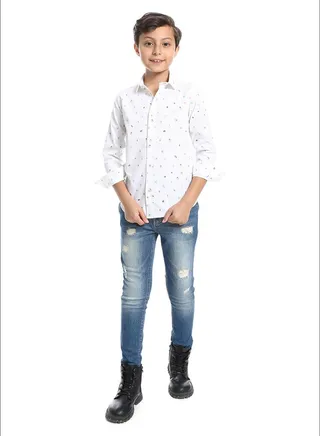 Long Sleeves Little Drawings Allover Shirt 